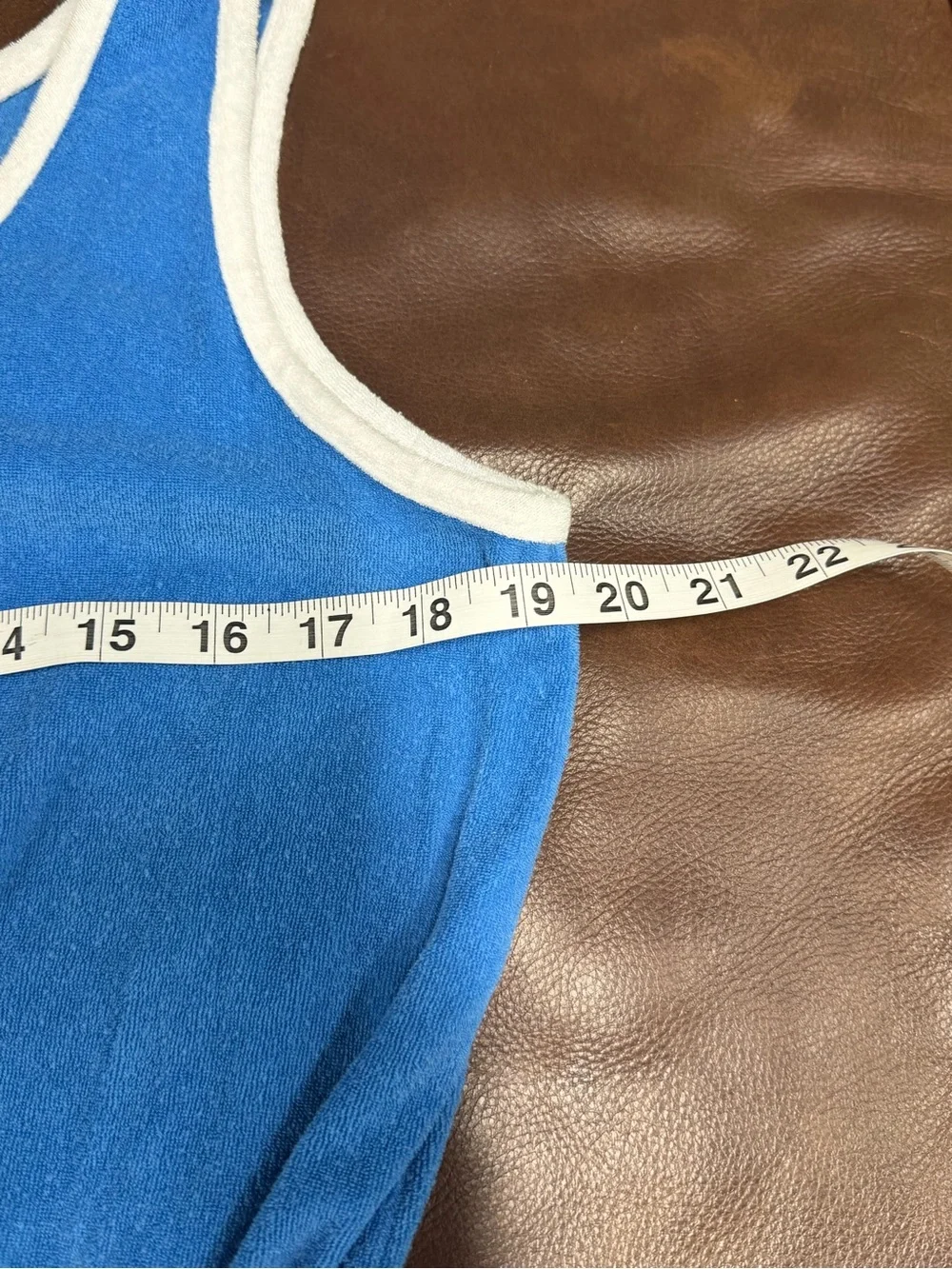Classic Blue lg Terry elastic waist jumper skort w/ White Trim vintage! #131